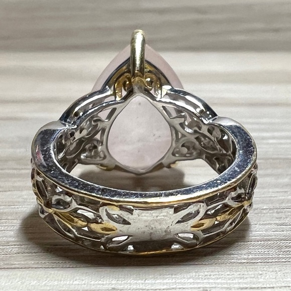Designer Signed Gems en Vogue Palladium/Sterling Silver Rose Quartz Ring, Size 5 - Picture 4 of 9